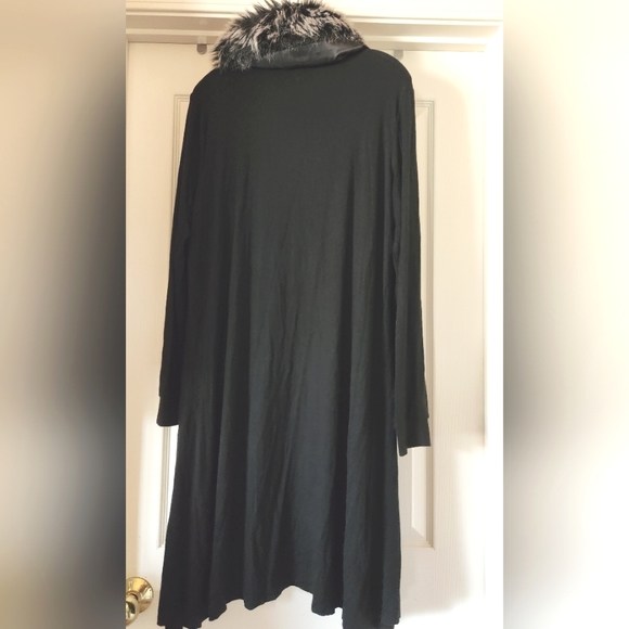 CRIPPLE CREEK Black Knit Jumper Soft Draped Faux Fur Collar Cotton Sweater NWT L - Picture 2 of 16